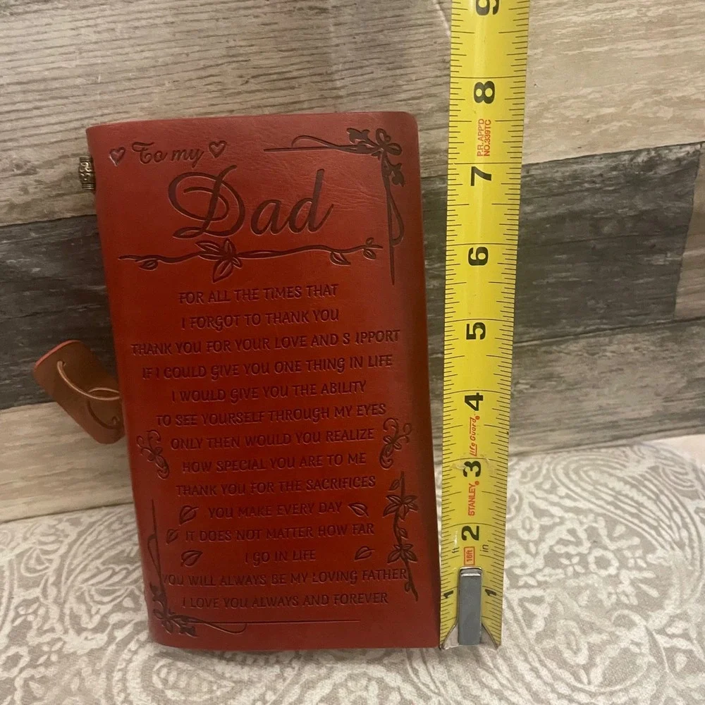 To My Dad Engraved Leather Journal Refillable Travelers Notebook Brown Gift